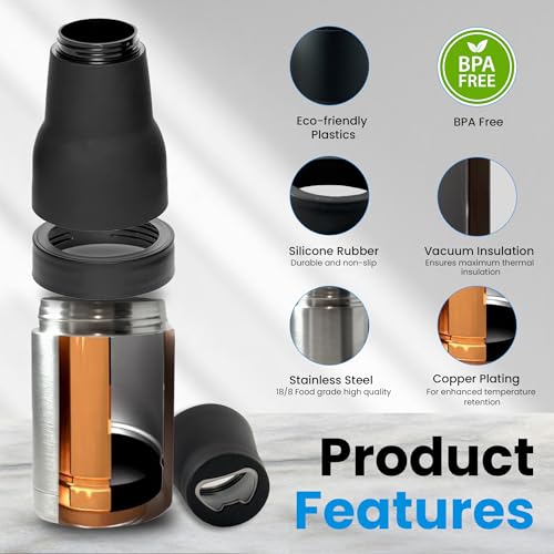 Stainless Steel Beer Bottle Insulator with Can Opener - 12 oz
