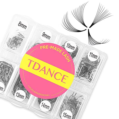TDANCE Premade Eyelash Fans 600 Count, 8-15mm, 10D, C/D Curl
