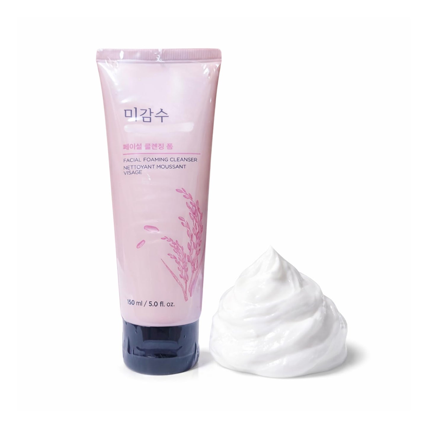 Rice Water Foaming Facial Cleanser, 150ml(5.0 fl.oz.) – Gentle Daily Face Wash with Rich Creamy Foam