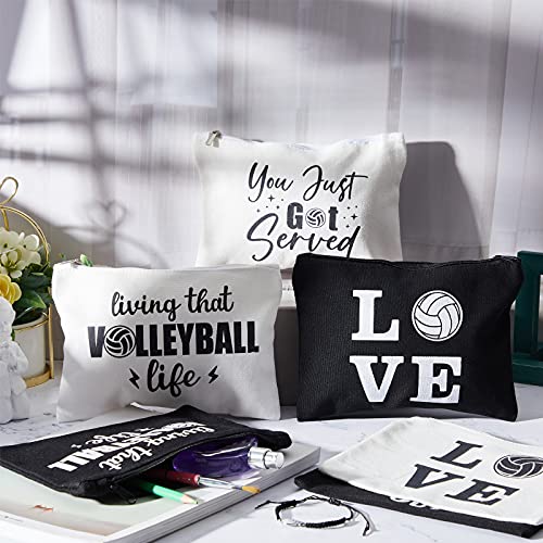 Volleyball Canvas Makeup Bags - 12 Piece Travel Cosmetic Pouch Set
