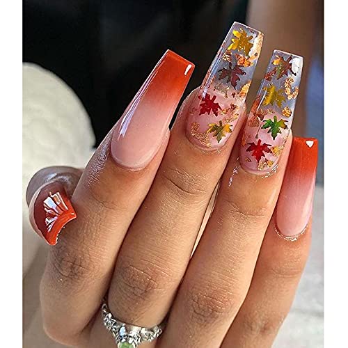 HANSAMU Maple Leaf Glitter Nail Art Sequins for Fall Manicure DIY Decorations