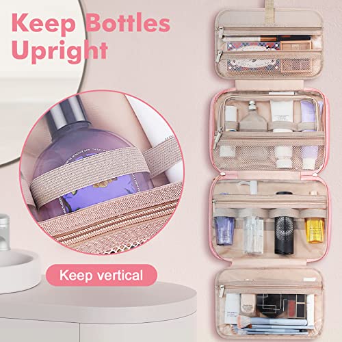 Wedama Hanging Toiletry Bag for Women, Medium Travel Cosmetic Organizer, Pink