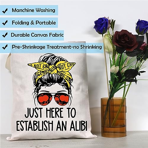 GJTIM True Crime Makeup Bag - Beige Tote for Crime Show Fans