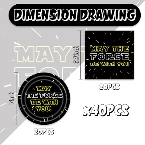 Galaxy War Birthday Party Supplies - 20 Paper Plates & Napkins