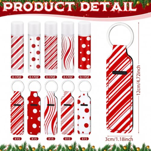 Candy Themed Christmas Lip Balm Set with Keychain Holder - 15pcs, Variation: Candy/15