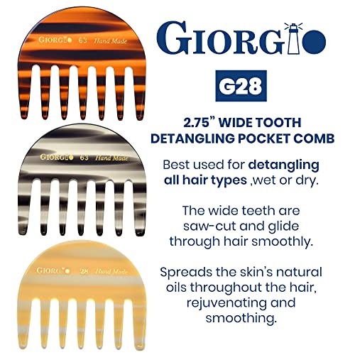 Giorgio G28 Wide Tooth Detangling Comb - Portable Travel Hair Comb