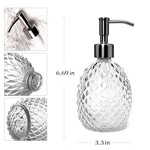 Expibuly 12oz Glass Soap Dispenser with Stainless Steel Pump