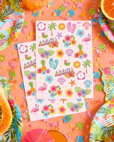 Tropical Tattoos - 2 Sheets of Hibiscus & Flamingo Designs