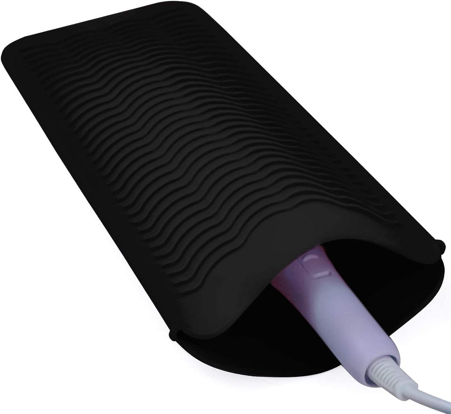 Silicone Heat Resistant Mat for Hair Tools - Pouch for Curling Iron & Straightener | Black