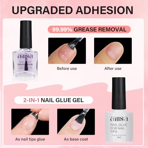 AILLSA Extra Short Coffin Nail Tips Gel Kit - 240pcs Matte