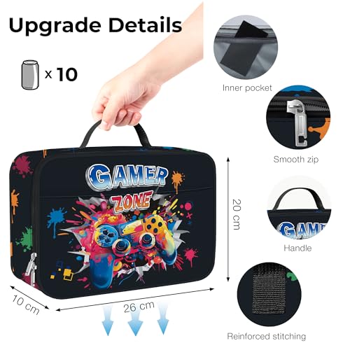 Clastyle Insulated Kids Lunch Bag - 3D Game Boy Design, Large Cooler