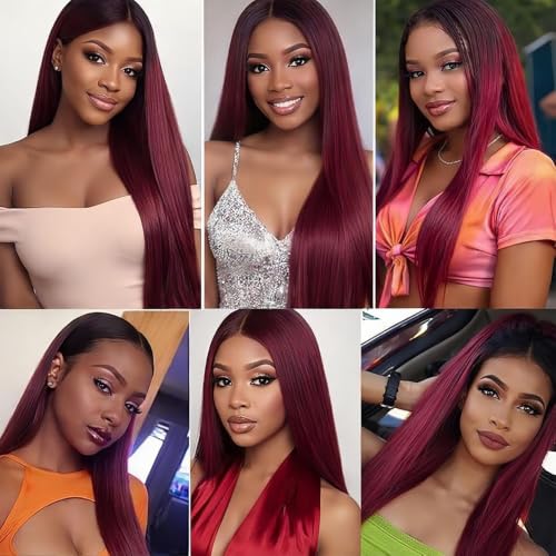 Luxvogue 26-30 Inch Burgundy T1B/99J Human Hair Bundles