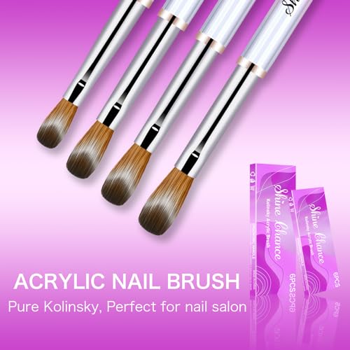 Shine Chance 4Pcs Purple Acrylic Nail Brushes Set - Kolinsky Nail Art & Manicure Tools