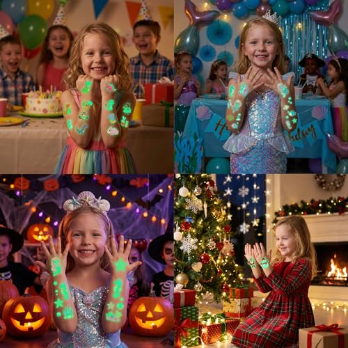 Luminous Temporary Tattoos for Kids - 380 Mixed Style Stickers