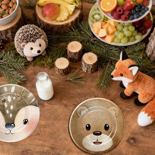 Woodland Creatures Party Plates - 60 PCS Disposable 7" Plates