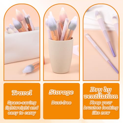 60 Pcs Makeup Brush Covers - Reusable Mesh Protector for Travel