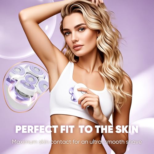 Electric Razors for Women - Upgraded Magnetic Electric Shaver for Women, Cordless Painless Hair Remover for Legs Bikini Face, Lady Trimmer for Sensitive Skin, Detachable and Waterproof, Purple