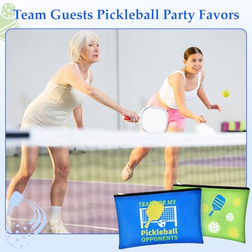 Pickleball Makeup Bags Set - 24 Bright Cosmetic Pouches in Blue Variation