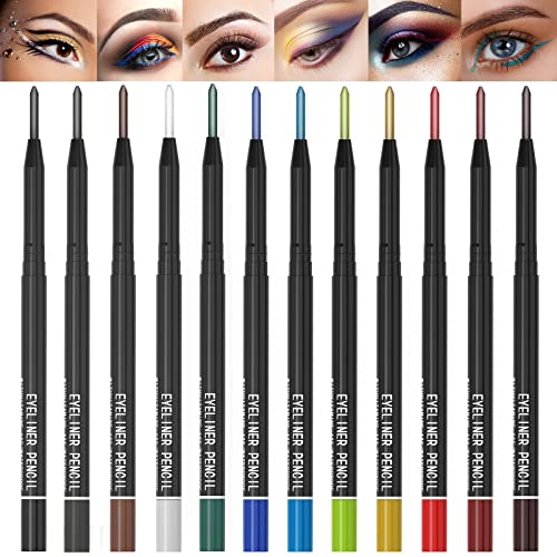 KAIQIKAIXI 12 Color Multi-Purpose Eyeliner & Makeup Pen Set - Waterproof & Travel-Friendly