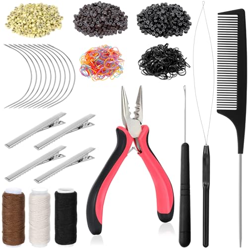 600Pcs Hair Extension Tools Kit Micro Link Beads & Accessories for Hair Styling