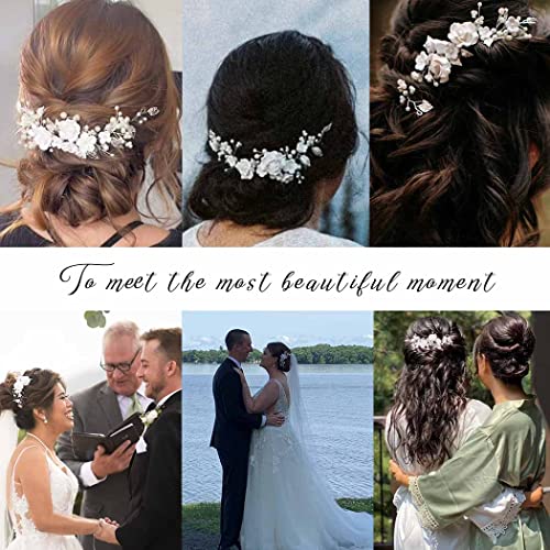 CASDRE Silver Flower Bride Wedding Hair Vine Headpiece