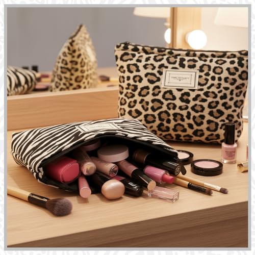 Sunolkie 2-Pack Corduroy Makeup Bag - Travel Cosmetic Pouch Organizer