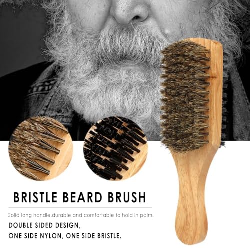 Beard Brush and Comb Set with Mustache Scissors - TIENQI Grooming Kit