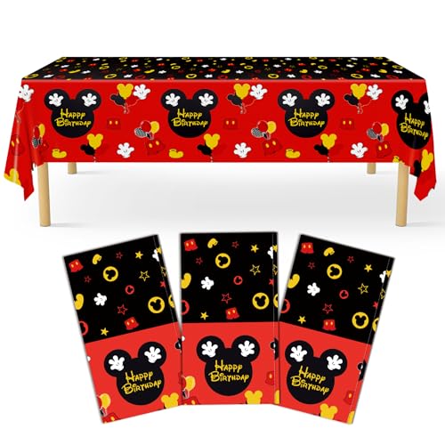 Mouse Theme Tablecloths - 54x108 Inch Disposable Plastic Cover (3PCS)