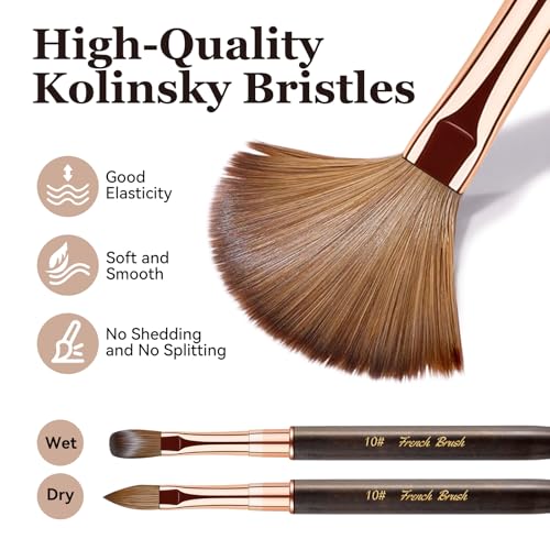 Professional Acrylic Nail Brush Size 10 - Kolinsky Sable Bristles