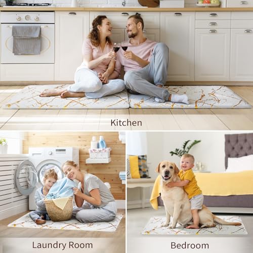 UKISS Anti-Fatigue Kitchen Mat - Waterproof Non-Slip Comfort Rug (White, 17.3 x 28 inches)