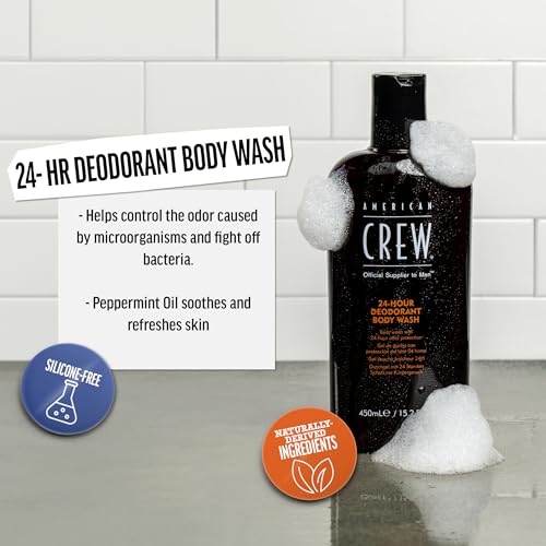 American Crew Men's Deodorizing Body Wash, 24-Hour Protection, 15.2 fl oz