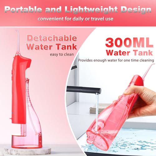 Tovendor Cordless Red Water Flosser - Powerful Dental Oral Irrigator