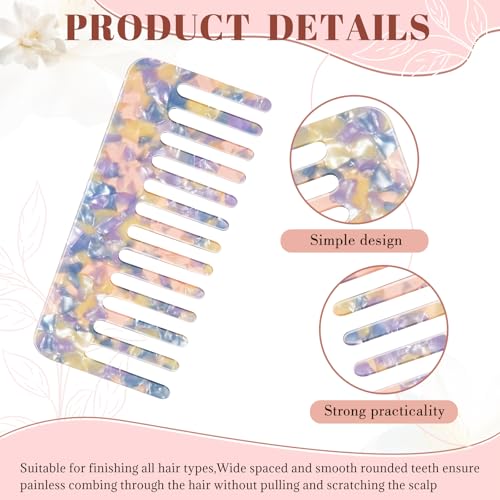 Patelai Mini Wide Tooth Comb Set - Light Colors, Square Design for Thick Curly Hair