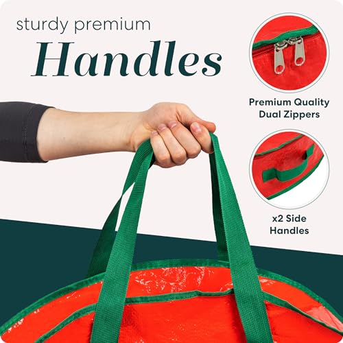 Handy Laundry Christmas Wreath Storage Bag - 36" Durable & Zippered, 2-Pack