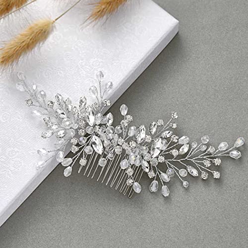 Unicra Silver Bride Hair Comb A-Silver - Rhinestone Bridal Headpiece
