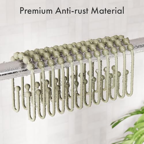 AmazerBath Sage Green Shower Curtain Hooks - Rust Proof Double Hooks, 12 Pack