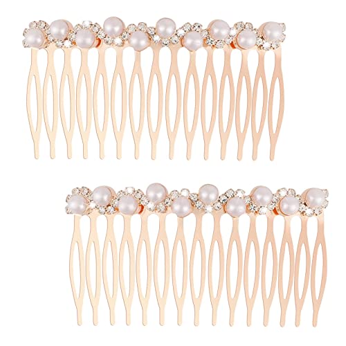 Mozeat Lens Pearl White Hair Comb Set for Bridal & Wedding Accessories - 2 Pieces