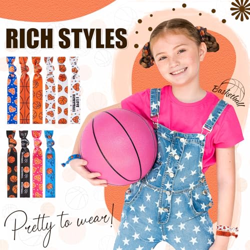 Hanaive 20 Pcs Basketball Hair Ties - Elastic Ponytail Holders