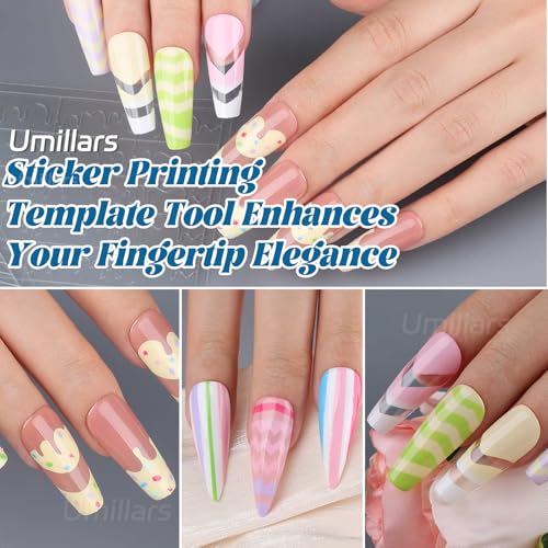 Umillars French & Milk Nail Stickers Set - 6 Sheets Transparent Nail Tips Guides