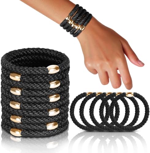 Forenee 10Pcs Black Braided Hair Ties for Thick Hair