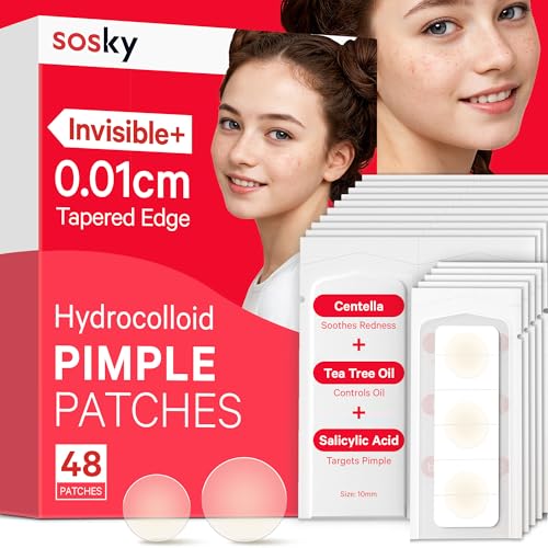 Sosky Acne Pimple Patches 48 & 96 Count - Invisible Hydrocolloid Spot Cover