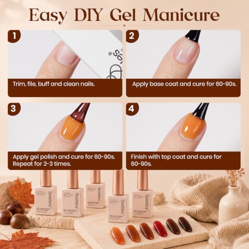 Beetles Fall Gel Nail Polish Set D - Brown-06 | 6 Tortoise Jelly Shades