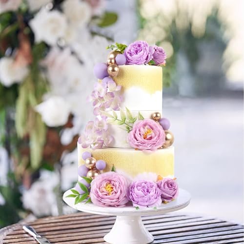 Ercadio 30-Pack Purple Artificial Flower Balls Cake Toppers
