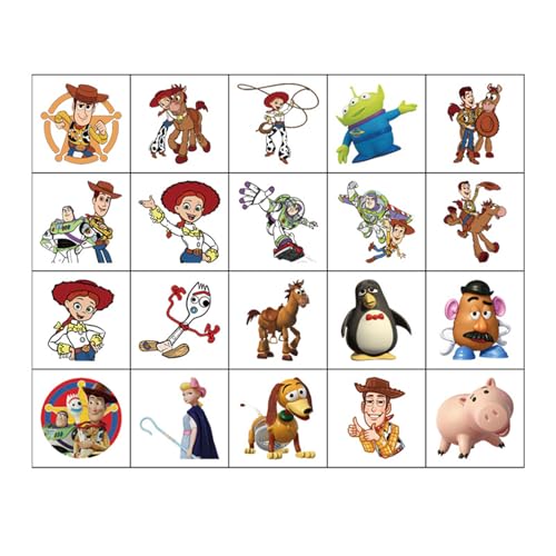 20pcs Cartoon Themed Temporary Tattoos for Birthday Parties