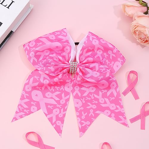 12pcs Deep Pink Breast Cancer Cheer Bows - Awareness Hair Accessories