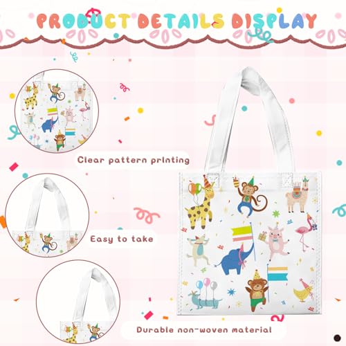 20 Pack Jungle Animal Gift Bags - Reusable Party Favor Bags