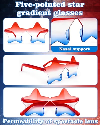 BleSky 2PCS Patriotic Red White and Blue Headbands for 4th of July