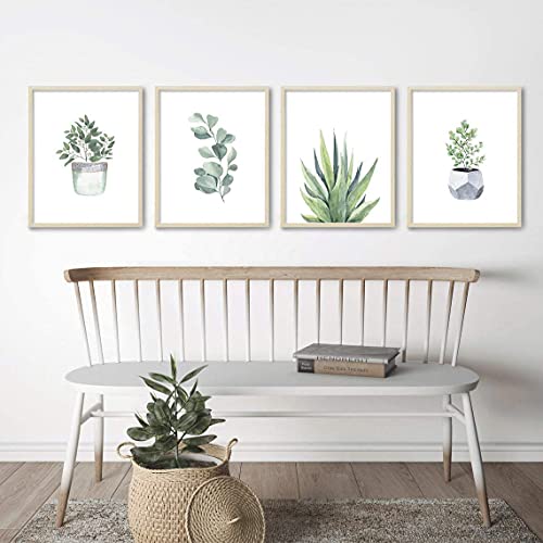 HerZii Botanical Wall Art Prints Set of 4 | 5x7 Unframed Decor
