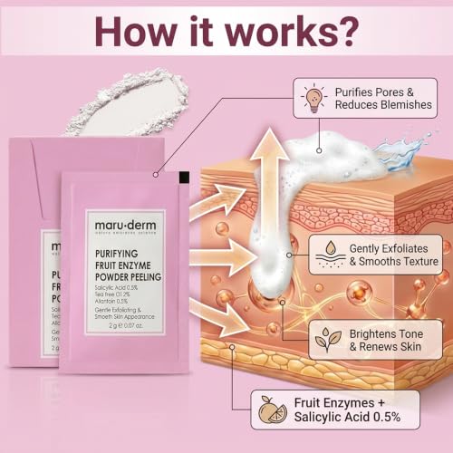 Maruderm Fruit Enzyme Powder Exfoliant for Face - Gentle Pore Cleansing & Brightening, 60g
