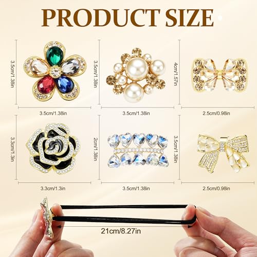 CWJCYTNSN 6 Pack Metal Flower Hair Cuffs & Elastic Ponytail Holders for Women & Girls